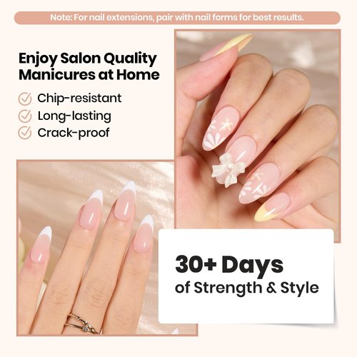 Beetles Builder Gel Kit HEMA Free & Handheld Nail Lamp, 8 in 1 Nail Thickening Strengthening Building Apex for Beginner DIY Salon at Home with Base & Top Coat,Clear Natural Nude Builder Nail Gel