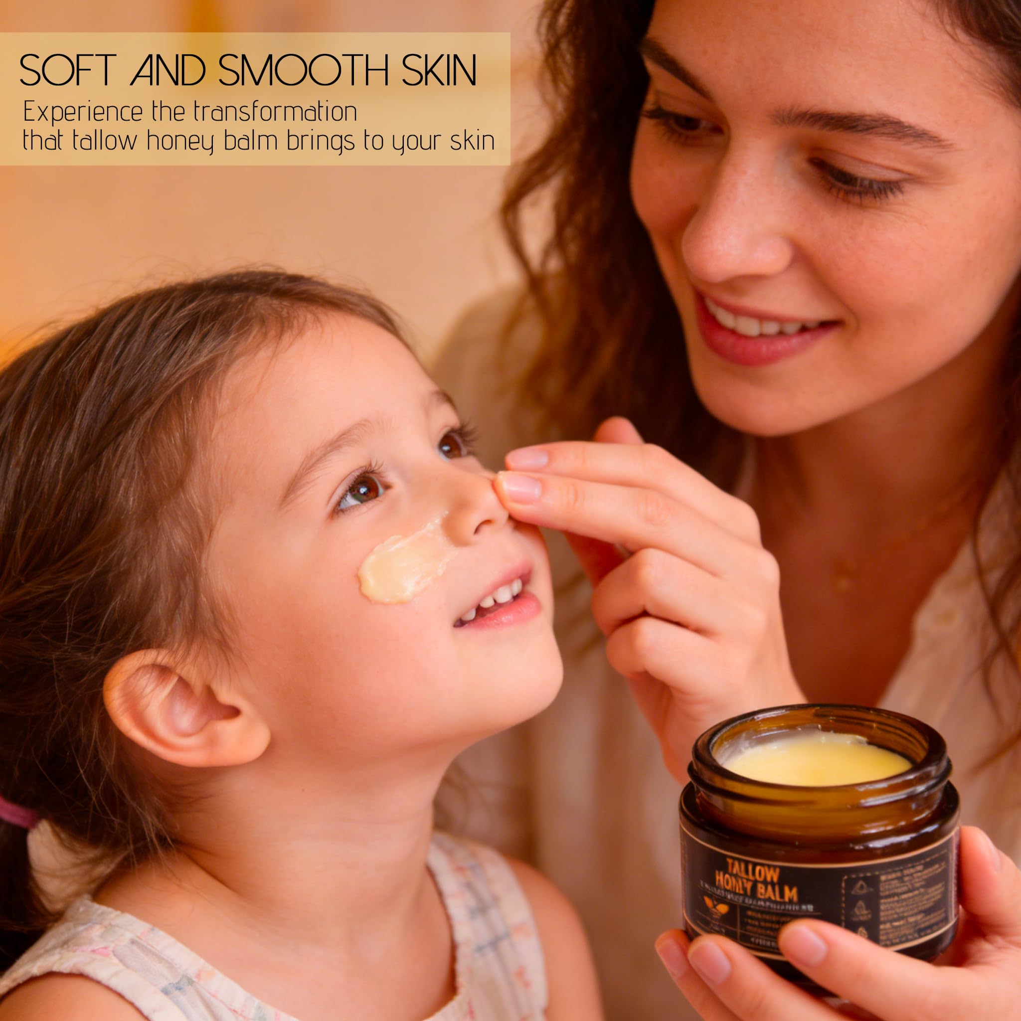 Yotdar 2 Pack Beef Tallow for Skin, Grass-Fed Beef Tallow and Honey Balm, Body & Face Moisturizer, Natural Hydrating Cream for Body (2 Oz)