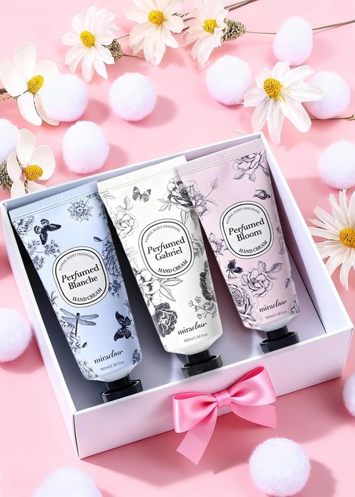 MIRACLAIR Perfumed Hand Cream Set - Moisturizing & Wrinkle Care with Shea Butter | 3 Scents, 100ml Each