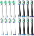 Philips Sonicare Replacement Brush Heads - Compatible with 4100, 5100, 6100, 9900 | 16-Pack (8 White + 8 Black)