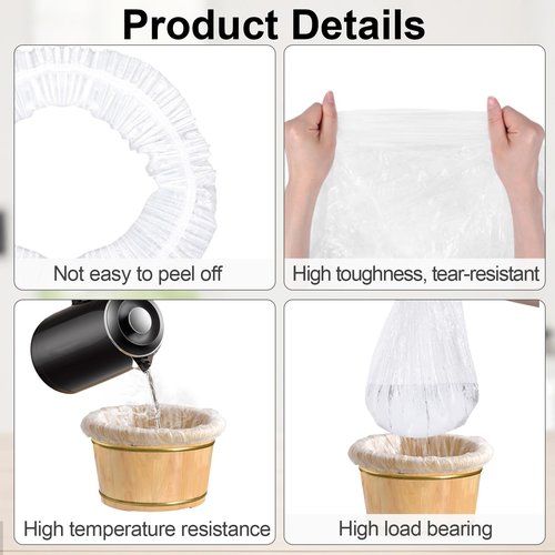 25 Pcs Transparent Pedicure Liners Disposable, Disposable Foot Tub Liner Portable Bath Bags with Retractable Belt, Portable Bath Bag, Can Be Used in Foot Bath Stores, SPA halls, Home Personal Care