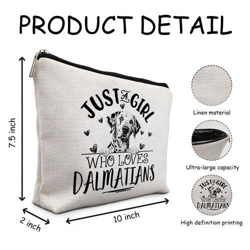 Absnfatu Dalmatian Dogs Makeup Bag,Dalmatian Gifts For Women,Just A Girl Who Loves Damatians Makeup Bag Cosmetic Pouch