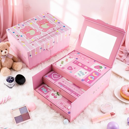 Glam Code Makeup Kit for Girl, Birthday Advent Calendar, Girls Makeup Gift Set for Teens, 24Pcs Makeup Mystery Box for Teenager Girls #Pink