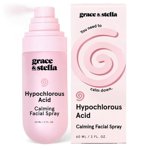 grace & stella Hypochlorous Acid Spray for Face - Body Acne Spray - Gentle Face Mist to Calm Redness & Flare-Ups Back Acne - Soothing Facial Mist for Sensitive Skin - Travel Size (60 ml/2 fl oz)