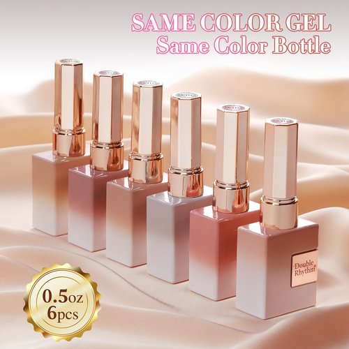 Double Rhythm Cat Eye Gel Nail Polish Set - 6 Shimmer Glitter Colors | 0.5 Oz Holographic Magnetic Kit