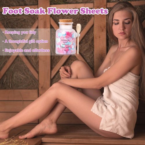DOSTATNI Pedicure Soap Flowers Pedicure Foot Spa Tablets 10 Oz Plastic Bath Salts Jar Foot Soak Flower Paper Soap Sheet Softens Skin Botanicals Lavender Essential Oil Fast Dissolving Supplies