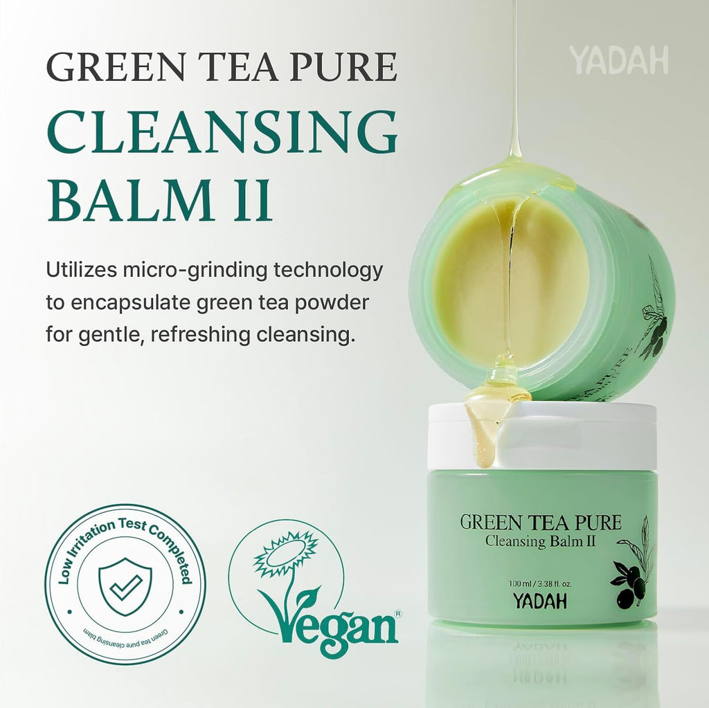 YADAH Green Tea Matcha Cleansing Balm - Gentle Makeup Remover for Sensitive Skin | 3.38 fl oz, Vegan