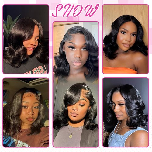 Qmaple Bob Wig Human Hair 13x4 Body Wave Lace Front Wigs Human Hair Short Bob Wigs for Women (8 Inch)