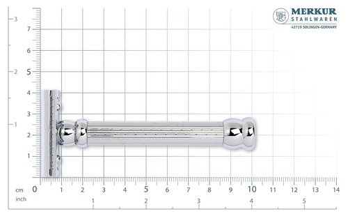 MERKUR 47C Double Edge Safety Razor - Long Handle, Chrome Finish, Engine-Turned Grip for a Smooth Shave