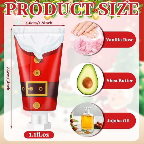 Heigble 30 Pcs Holiday Hand Cream Bulk Winter Gifts for Women Christmas Party Favors Mini Hand Lotion Set 1.1 Fl oz Travel Size for Dry Skin Women Mom Coworkers(Santa Belt)