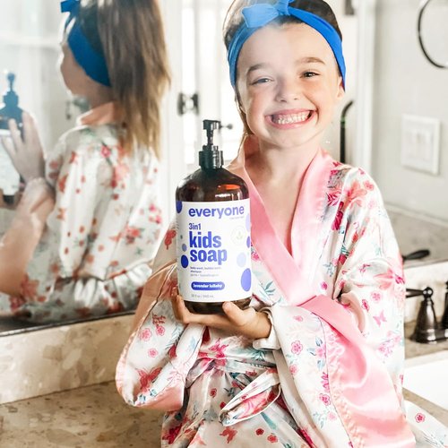 Everyone 3-in-1 Kids Soap - Lavender Lullaby Body Wash, Bubble Bath & Shampoo | 32 Ounce Coconut Cleanser with Plant Extracts