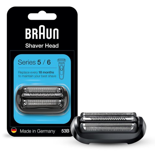 Braun Series 5 53B Electric Shaver Head - Compatible with Series 5 & 6 Shavers | Sleek Black Design