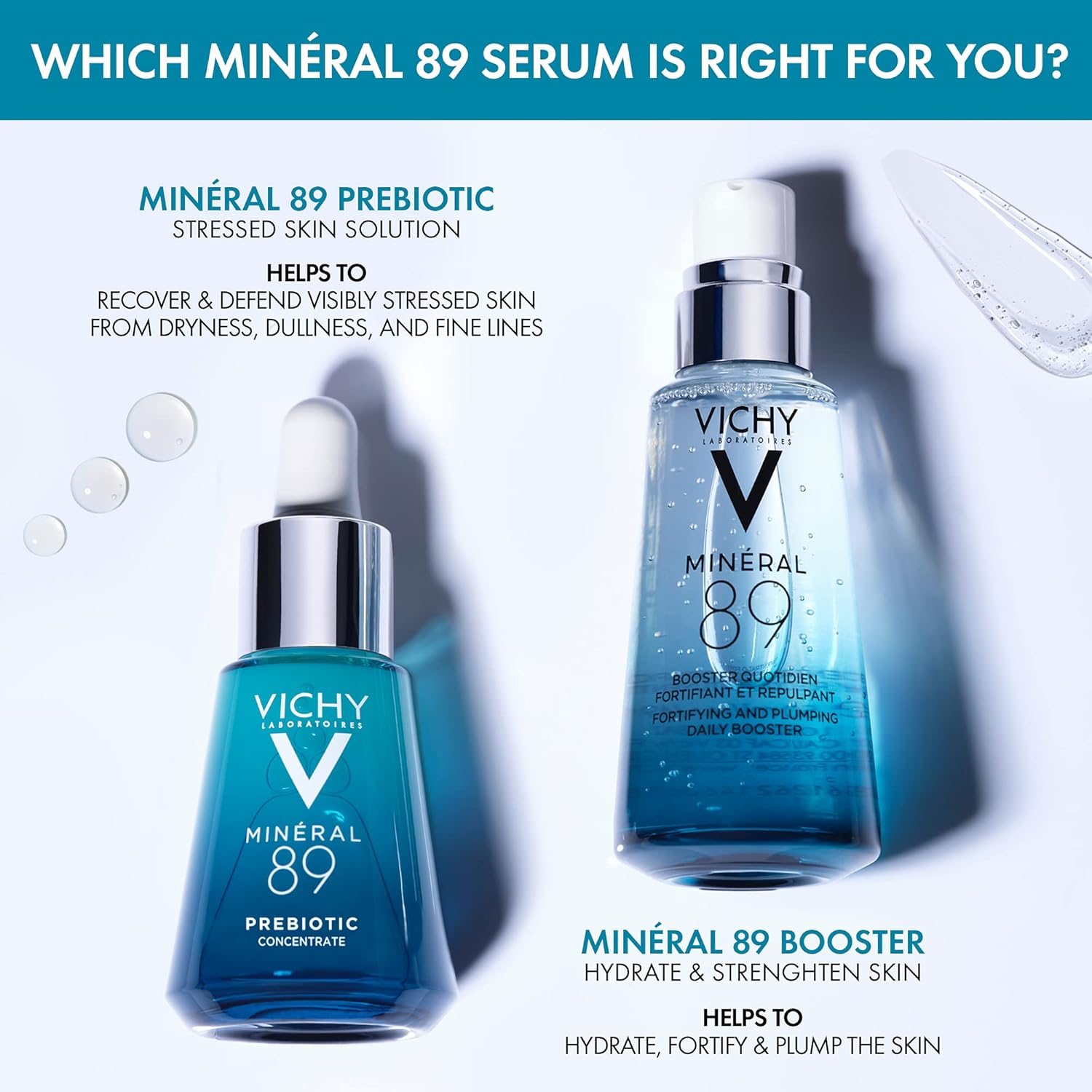 Vichy Mineral 89 Niacinamide Serum - Prebiotic Defense & Recovery Concentrate for Dull, Dry Skin