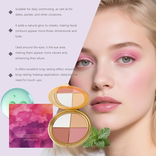 Skiennix Eye & Cheek Palette - 4-In-1 Eyeshadow, Blush & Highlighter Makeup Kit for Women