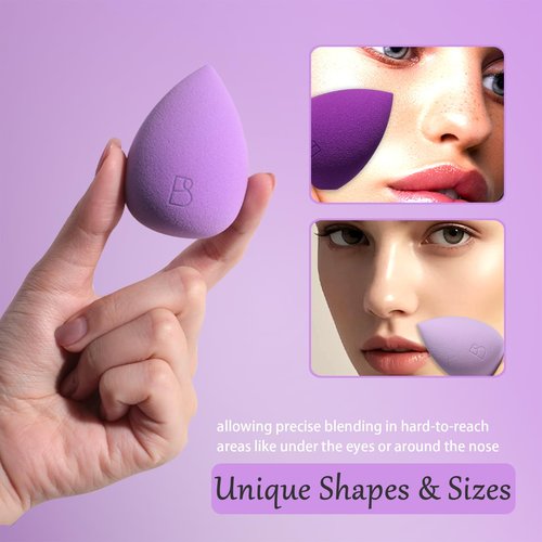 BS-MALL Makeup Sponge Set 6 Pcs – Premium for Flawless Foundation, Powder & Blush Application