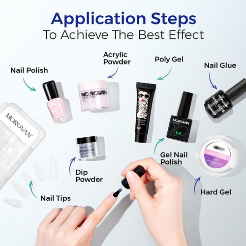 Morovan Nail Dehydrator and Primer with Gel Base & Top Coat Set 4PCS Professional Fast Dry Acid Free Supplies Primer for Acrylic & Gel Nail Polish Gifts
