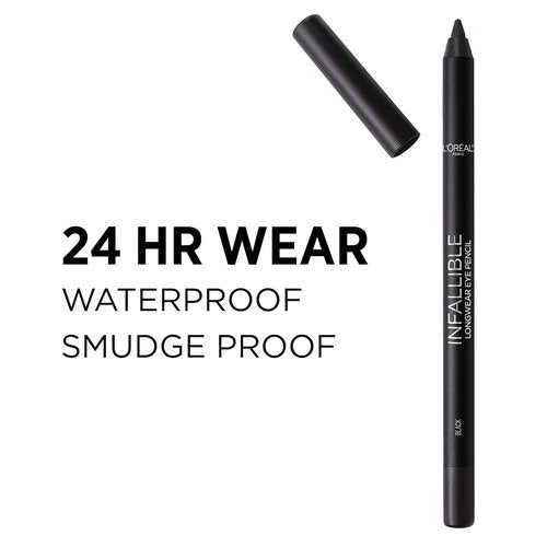 L'Oreal Paris Infallible Pro-Last Pencil Eyeliner - Waterproof & Smudge-Resistant, Black, 0.042 oz.