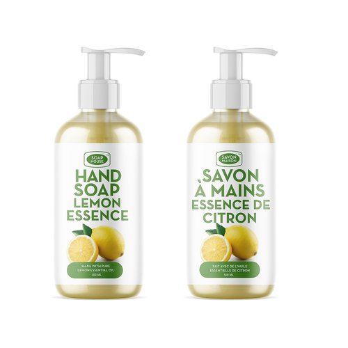 Soap House Hand Soap | Lemon Essence | Made with Pure Lemon Essential Oil | Pack of 4 units (16.9 Fl Oz x 4)