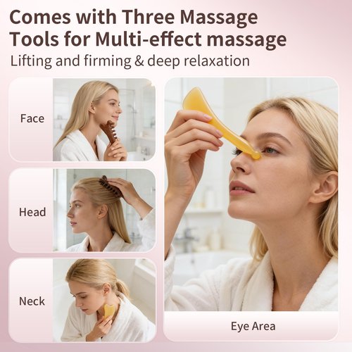 Lymphatic Contour Face Brush for Sculpting, 2 Pcs Facial Brush for Lymphatic Drainage, Soft Dry Brushing for Face with 3 Pcs Massage Tool for Chin & Neck, Precisely Fits Skin and Relieve Fatigue