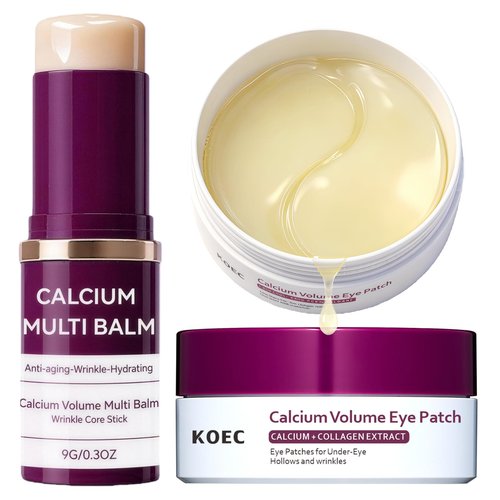 Kabowa Calcium Multi Balm Stick + Calcium Under Eye patch 60ea,Eye Care Duo,Hydrating & Wrinkle Bounce & Lifting Repair Eye Treatment Daily Skin Care