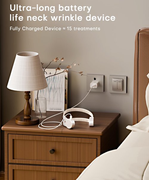Neck Wrinkle Treatment Device,14 LEDS Red 630nm &12LEDS Infrared Light 850nm LED Mask for Horizontal Lines Turkey Crepey Tech Neck,10-Min Treatment