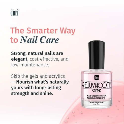 duri Rejuvacote 1 Nail Growth System - Original Maximum Strength Formula - Nail Strengthener and Nail Growth - Base and Top Coat - Pack of 2-0.45 fl. oz.