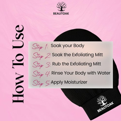 Beautoak Antimicrobial Korean Exfoliating Mitt for Shower with Smell Protection - Exfoliating Glove Body Scrubber - Skin Exfoliator & Dead Skin Remover for body (1 Pack)
