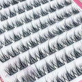 5D Self Adhesive Eyelashes, Press On Lashes, 12mm-15mm Soft Lashes, Black, No Glue Needed, Invisible Band, 100 Lash Clusters