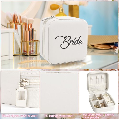 Bridal Shower Gifts for Bride - 5 Pcs Bride to Be Gift Set, I DO Slippers, Makeup Bag, Heart Sunglasses, Jewelry Box, Hair Clip, Cool Bachelorette Engagement Wedding Day Party Accessories for Her