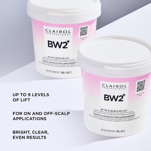 Clairol Professional BW2+ Extra Strength Powder Lightener - Up to 9 Levels of Lift for Hair Highlights
