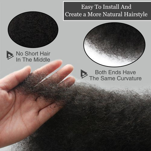 Haftaluv Afro Kinkys Bulk Human Hair 12 Inch 100g Nature Black Afro Kinky Curly Human Hair Bulk for Dreadlock Extensions, Micro Locs, Braiding Twists, Braids and Repair Locs(12 Inch, 1b#)
