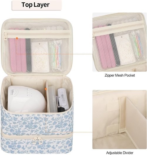 Skiennix Nail Polish Organizer Bag - Holds 30+ Bottles | UV Nail Lamp & Gel Polish Travel Storage for Manicurists
