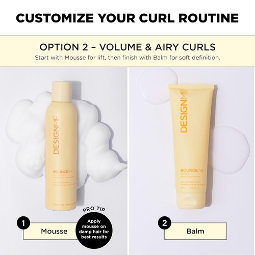 DesignMe Bounce.ME Curl Cream & Mousse for Curly Hair - Defines, Hydrates & Controls Frizz | Non-Sticky Formula