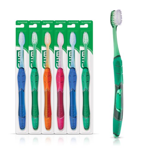 GUM Technique Deep Clean Toothbrush - Compact Head - Soft Toothbrushes for Adults with Sensitive Soft Bristles, 1 Count (Pack of 6)