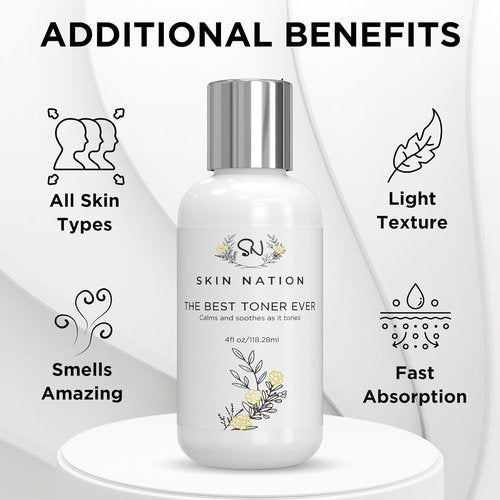 Skin Nation Hydrating Rosewater Toner - Alcohol-Free & Paraben-Free, 4 fl oz for All Skin Types