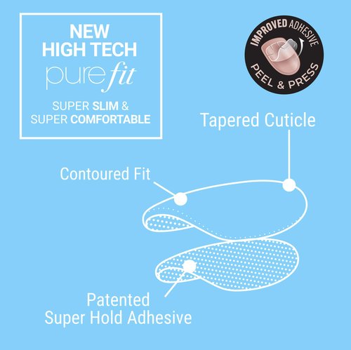 KISS Impress No Glue Mani 30 Pcs Press on Nails, Medium Squoval Design Nail, Solid Sky Blue Print, Simple Peel & Press Easy Apply, Hassle-Free Removal, Essential Tools Included