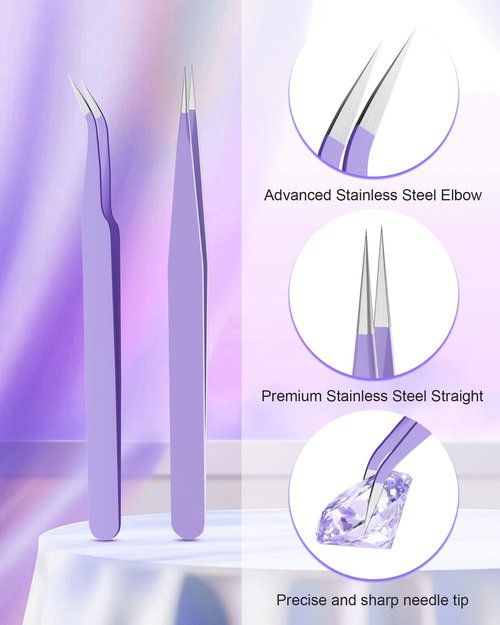 Rhinestone Picker Tool Set,Rhinestone Applicator Tool,Rhinestone Picker Dotting With 4 Extra Purple Replaceable Wax Head and 2 Tweezer (Purple)