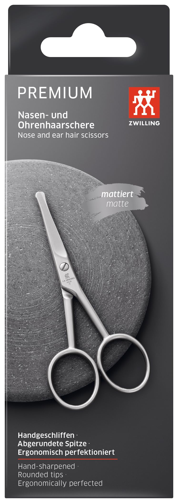 ZWILLING Nose Ear Hair Scissors (straight cutting edge, rounded tip for safe cutting, ergonomic shape), Premium, 4 in