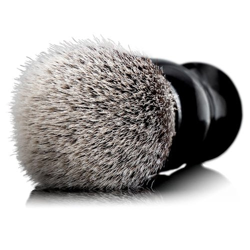 Lather & Wood Shaving Brush for Men- Premium 100% Synthetic Silvertip Hair - with Travel Case - Black Obsidian Acrylic Handle