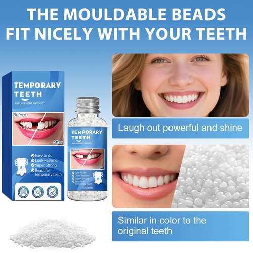 Tooth Repair Kit, Moldable False Teeth Beads for Teeth Repair, Suitable for Missing, Cracked DIY Denture Kit, 1PCS-K1