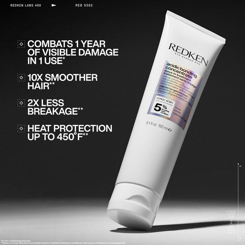 Redken Acidic Bonding Concentrate Leave-In Conditioner - Strengthens Weak Hair, Heat Protection & Bond Repair