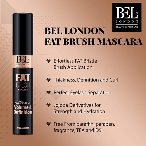 BEL London Fat Brush Mascara - Extreme Volume & Definition for Stunning Lashes