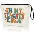 Creakraft Teacher's Day Teacher Appreciation Gifts Makeup Bag IN MY TEACHER ERA Thank You Teacher Present Inspiration Travel Cosmetic Zipper Bag Birthday Gifts Thanksgiving Gifts New-teacher Gift