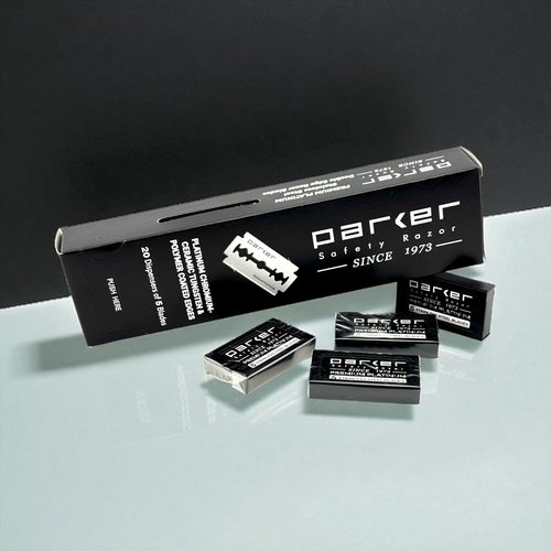 Parker 100‑Count Double Edge Safety Razor Blades – Premium Platinum‑Tungsten‑Chromium Coated Stainless Steel for Smooth, Long‑Lasting Shaves – Fits All DE Razors