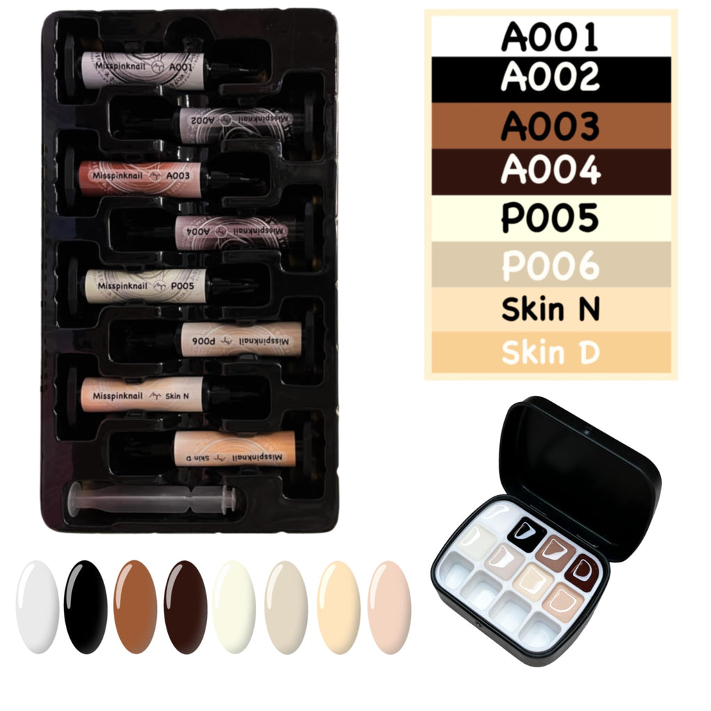 YJMyujimi Advanced Painting Gel for Nail Art,8 colour kit with 2 palette(12 divsions),Non wipe,Manicure Professional Nail Salon DIY at Home Gift (Set A)
