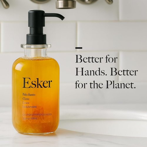 ESKER Calendula Hand Cleanser - Luxury Plant-Based Foaming Wash | Essential Oils in Reusable Glass Bottle - 16.9 fl oz
