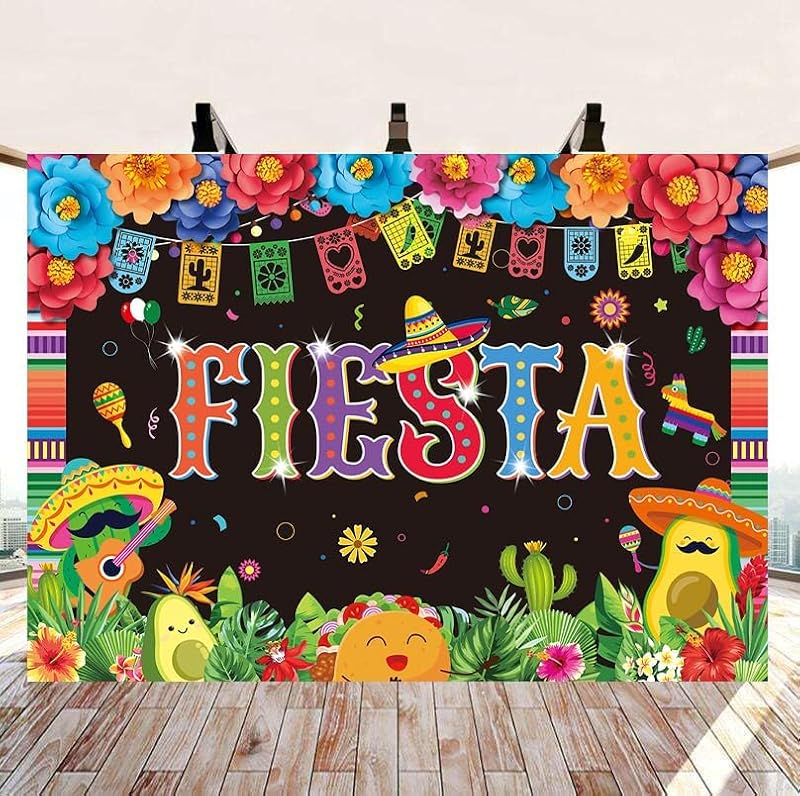 Mexican Fiesta Banner Backdrop 10x8FT - Party Decorations Background
