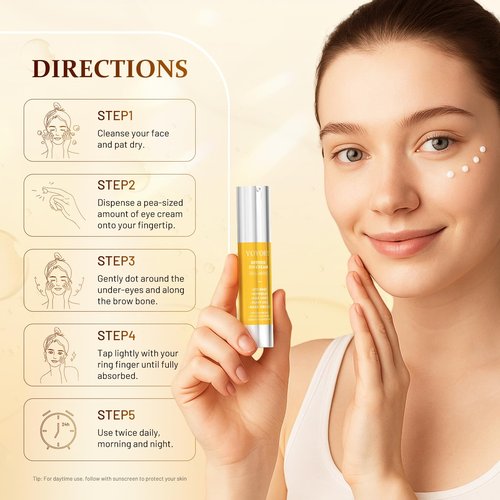 Retinol Eye Cream for Eye Bags - Rapid Under Dark Circles,Wrinkles, Fine Lines, Puffiness | Hydrating Anti-Aging Moisturizer Skin Care, Christmas gifts for Women and men 0.67 fl oz (Yellow)