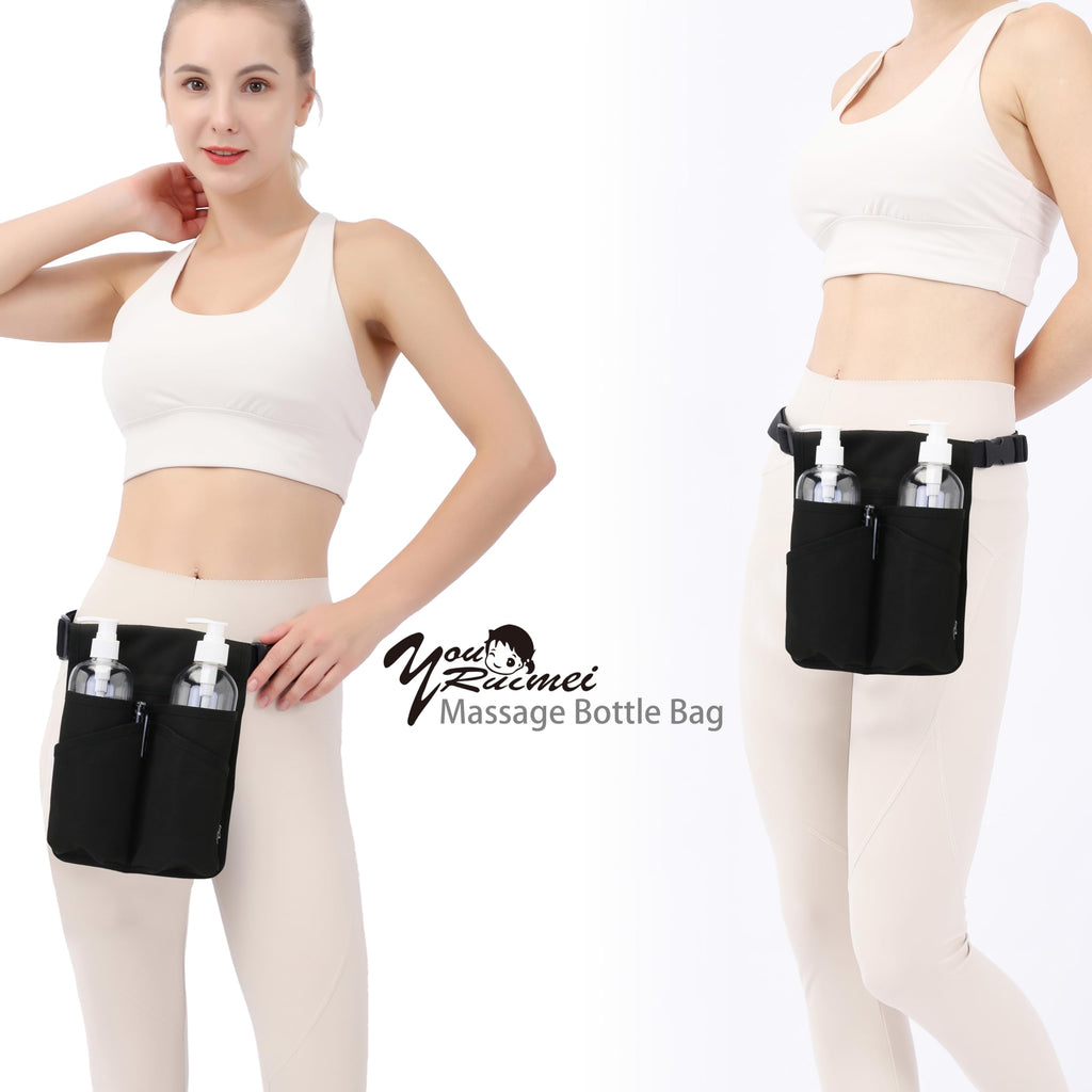 YOURUIMEI Professional Massage Therapist Holster with Adjustable Belt, Massage Bottle Bag, Massage Lotion Holster,Black(YR-XJ-2KD)