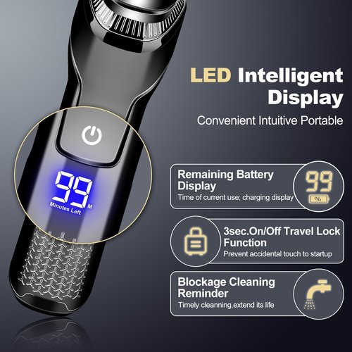 Electric Razor for Men, LED Display 100% Waterproof Cordless Razor, Wet/Dry Shaving,Electric Shaver for Men Includes Nose Hair Trimmer Beard Trimmer Travel Shaver